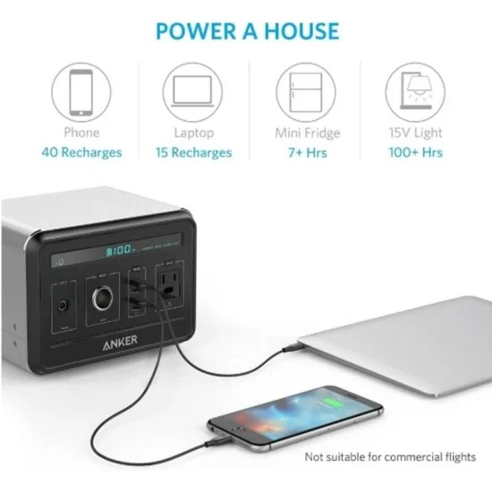 Anker 434Wh Multifunctional Power Bank with 4 USB Ports for Fast Charging - Black/Gray